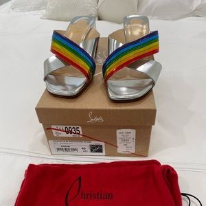 Christian Louboutin  Silver Arkenmule 55, Sandals.